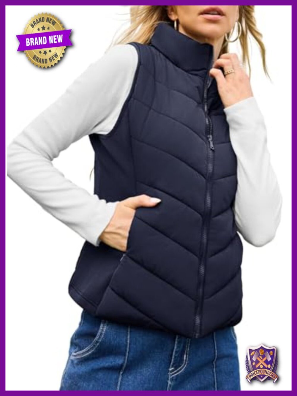 Dokotoo Quilted Puffer Vest Lightweight Sleeveless Zip Outerwear